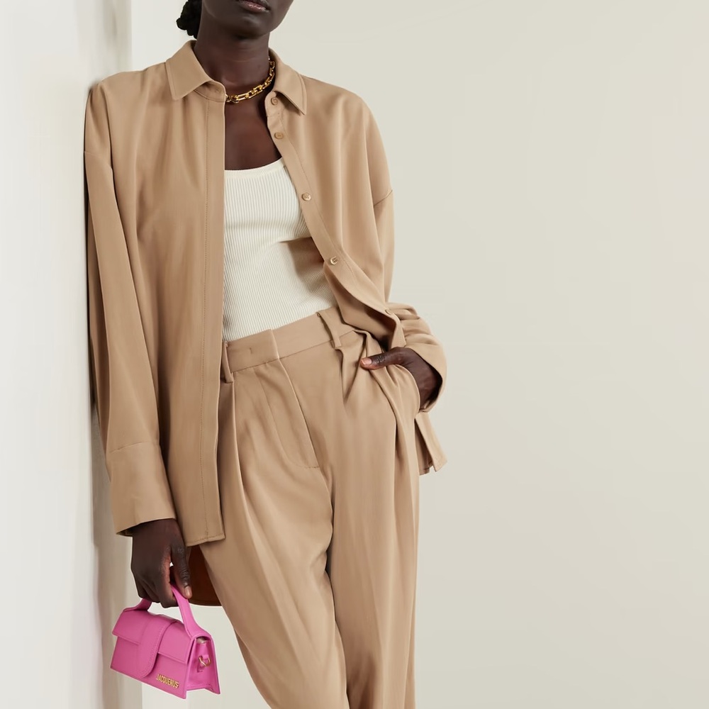STAUD Colton Oversized Button-front Shirt Jacket In Camel  NWT$295 M